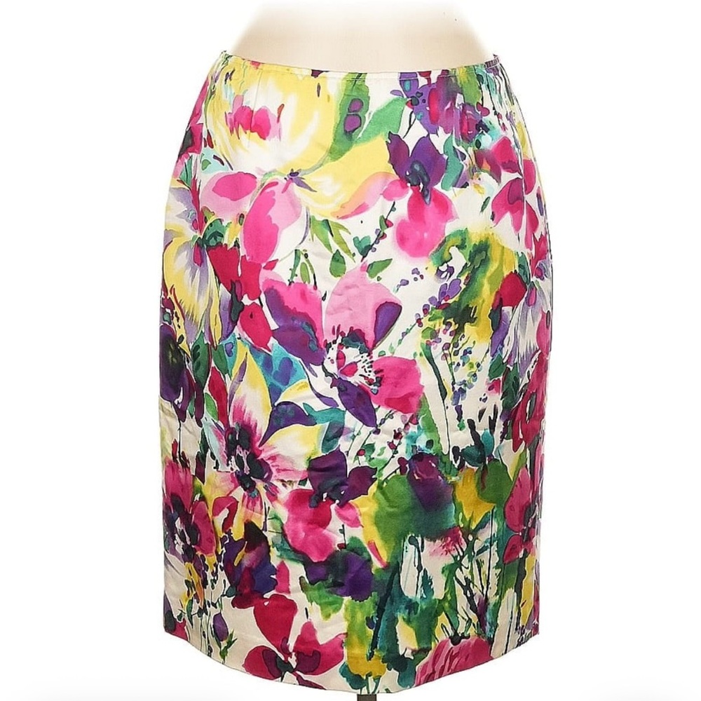 Jones New York Silk Pencil Skirt Knee-Length